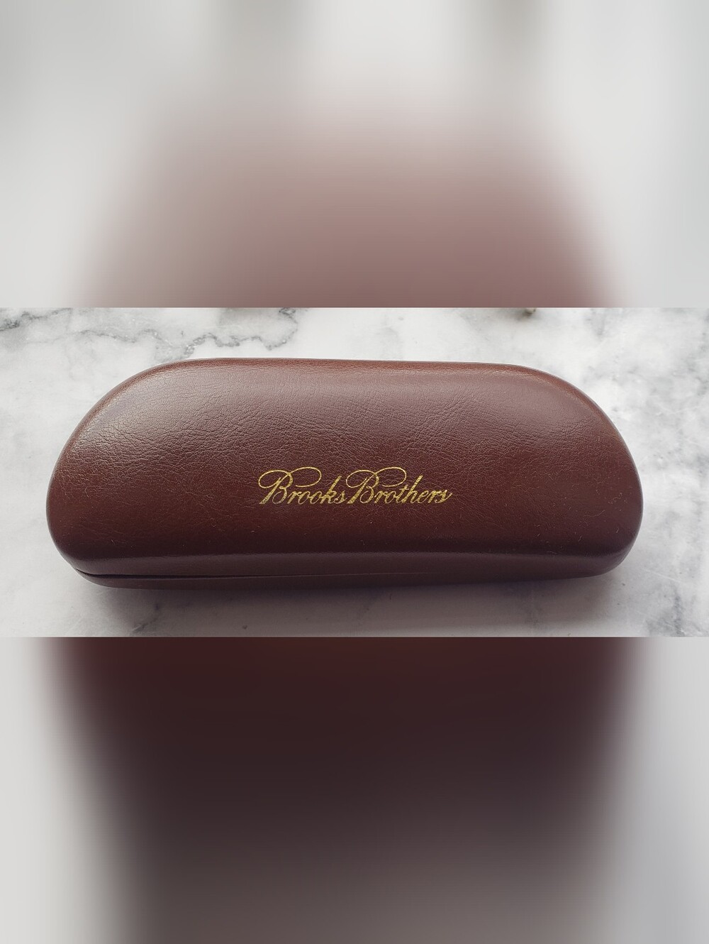 BROOKS BROTHERS Eyeglasses Case Hard Shell Brown Gold